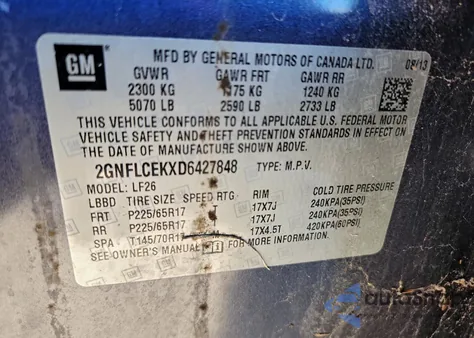 2013 Chevrolet Equinox Ls z USA, uszkodzony, nr VIN 2GNFLCEKXD6427848